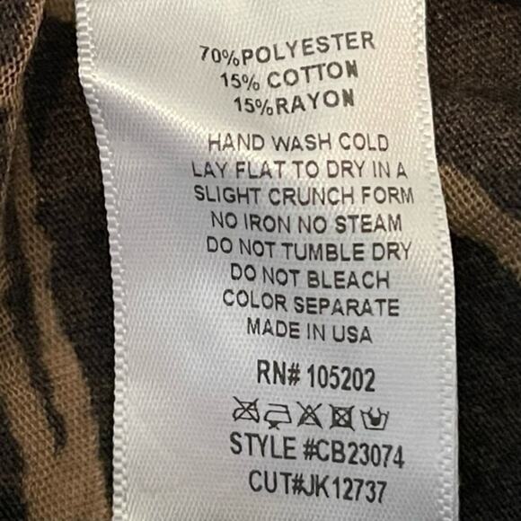 Chalet Brown Tan Faux Wrap Long Tunic Top Size S - Picture 9 of 11